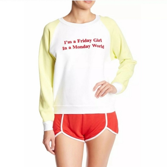 Wildfox Tops - NWT Wildfox Friday Girl Monday World Sweatshirt L